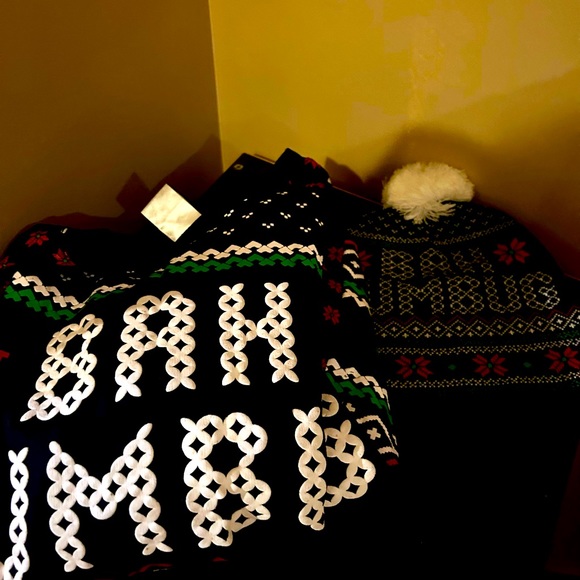 Like New Ugly Christmas Sweatshirt ‘bahhumbug’  and Hat Large - Picture 1 of 7